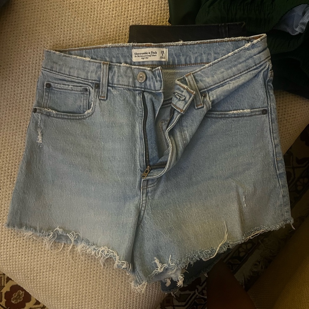 Abercrombie & Fitch Frayed Hem Light Blue Jean Shorts